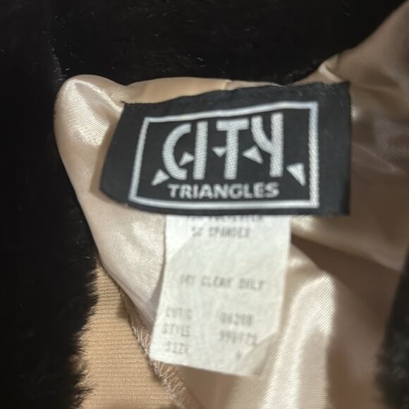 Y2K Fur Collar Ribbed Stretch Knit Dress Jacket Coord Set Size S Mob Wife Glam - Picture 8 of 9